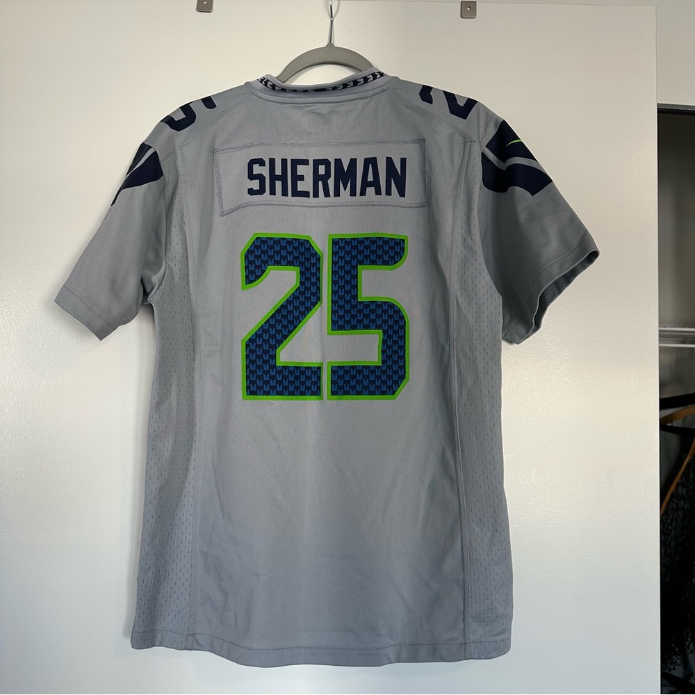 25 Richard Sherman Seahawks Gray Football Jersey